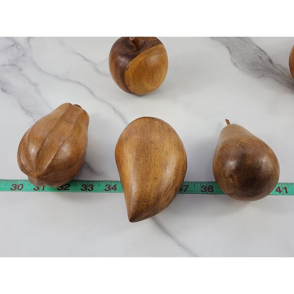 Mid Century Wood Fruit Artificial Food Banana Apple Pear Mango Hand Carved x6 - Picture 16 of 16
